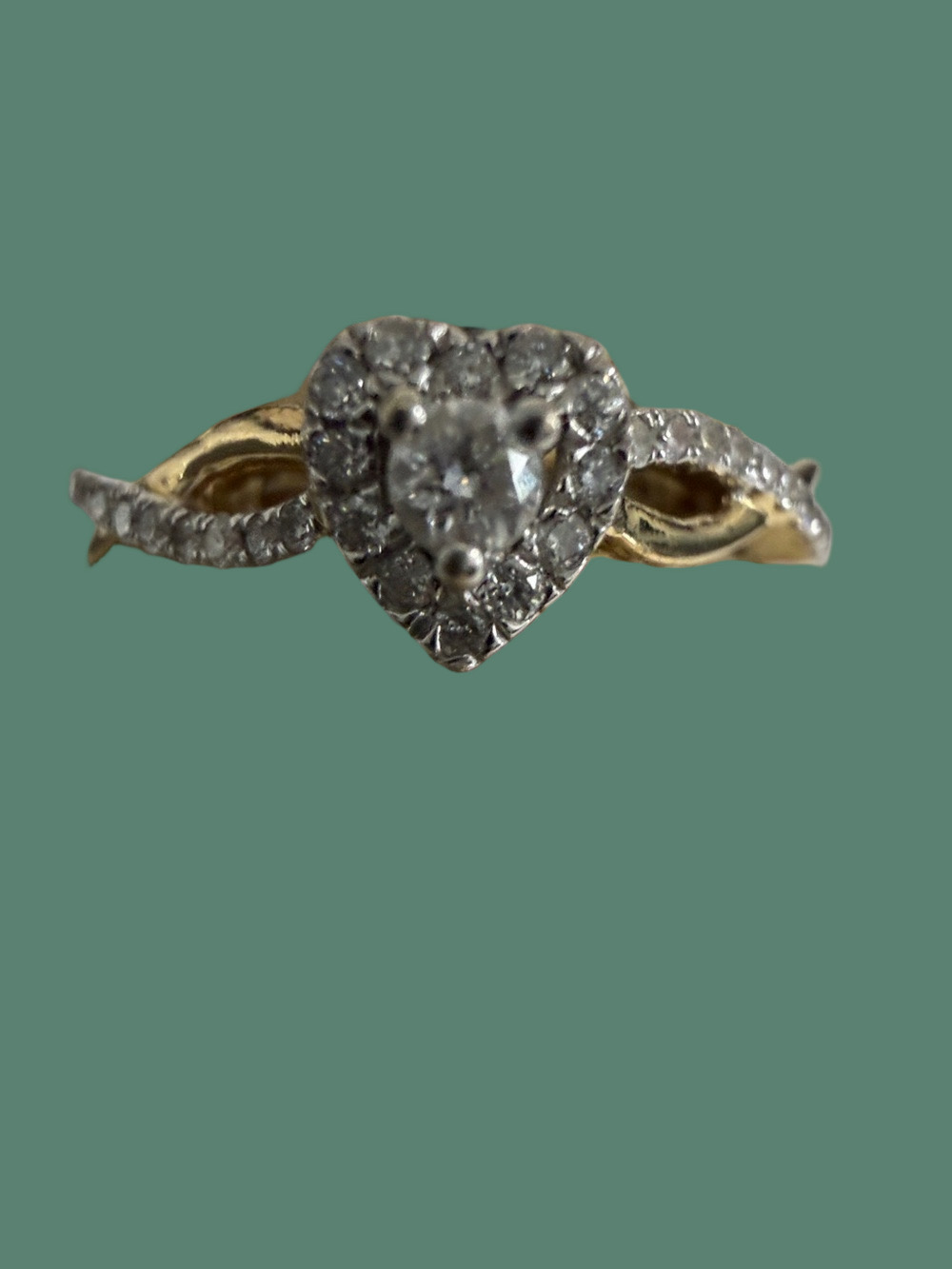14 K Gold  Heart Halo Diamond Ring - Women's Jewelry size 7
